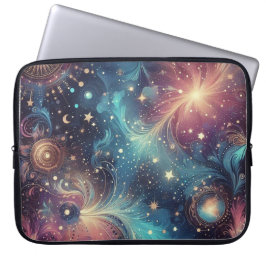 Dromerig kosmisch patroon met sterrenstelsels en s laptop sleeve