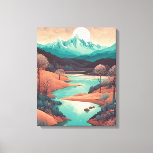 Dromerig landschap in popartstijl canvas afdruk (Voorkant)
