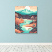 Dromerig landschap in popartstijl canvas afdruk (Insitu (Houten vloer))