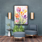 Dromerig landschap met bloeiende bloemen foto afdruk