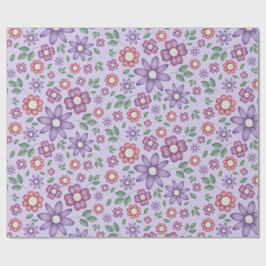 dromerig lavendel pastel bloemenpatroon cadeaupapier