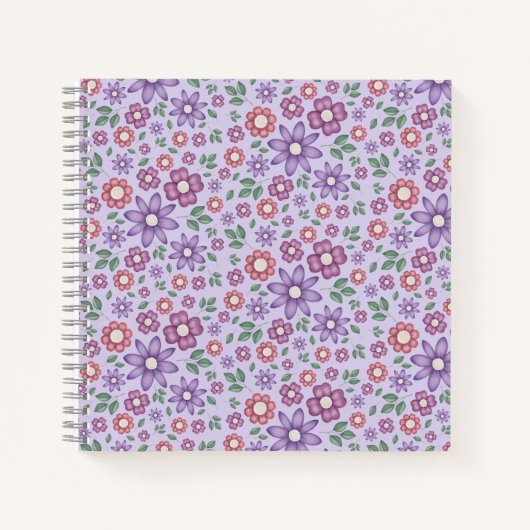 dromerig lavendel whimsisch bloempatroon notitieboek (Voorkant)