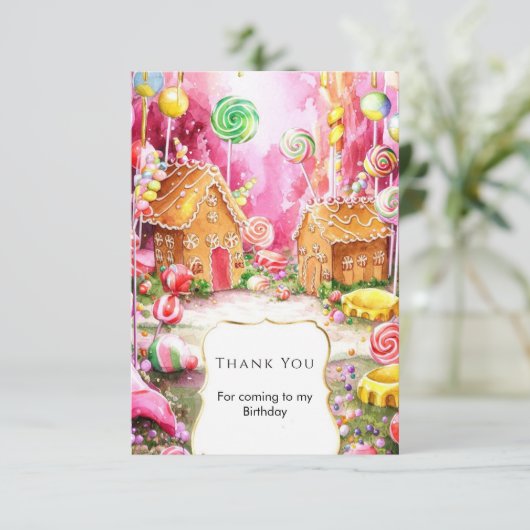 Dromerig leuk Candyland-verjaardag Bedankkaart (Staand voorkant)