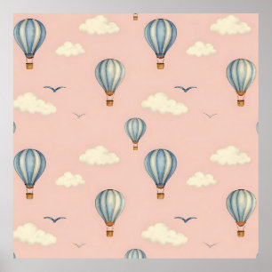 Dromerig Luchtballon Hemelpatroon Poster