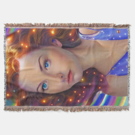 Dromerig meisje met regenbooglampen deken