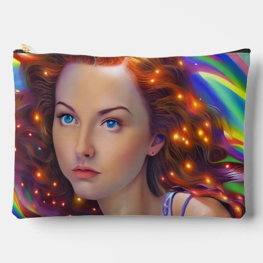 Dromerig meisje met regenbooglampen etui (Voorkant)