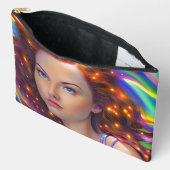 Dromerig meisje met regenbooglampen etui (Open)