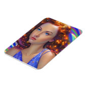 Dromerig meisje met regenbooglampen magneet (Linkerzijde)