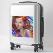 Dromerig meisje met regenbooglampen sticker (Koffer)