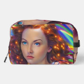 Dromerig meisje met regenbooglampen toilettasje (Achterkant)
