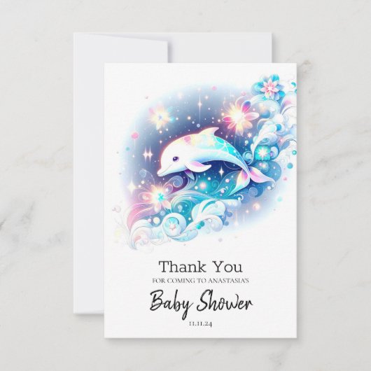 Dromerig Modern Dolfijn Baby shower Bedankkaart (Voorkant)