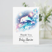 Dromerig Modern Dolfijn Baby shower Bedankkaart (Staand voorkant)