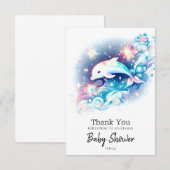 Dromerig Modern Dolfijn Baby shower Bedankkaart (Voorkant / Achterkant)
