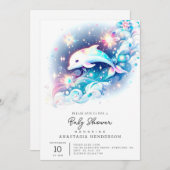 Dromerig Modern Dolfijn Baby shower Kaart (Voorkant / Achterkant)