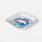 Dromerig Modern Dolfijn Baby shower Papieren Bordje (Gebogen)