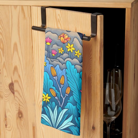 dromerig nachtelijk bos theedoek (Derde Gevouwen)