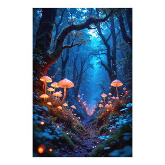 Dromerig Oerwoud met bioluminescente flora Foto Afdruk