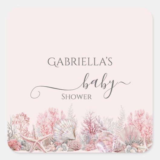 Dromerig onder het Zee Baby shower Vierkante Sticker (Voorkant)