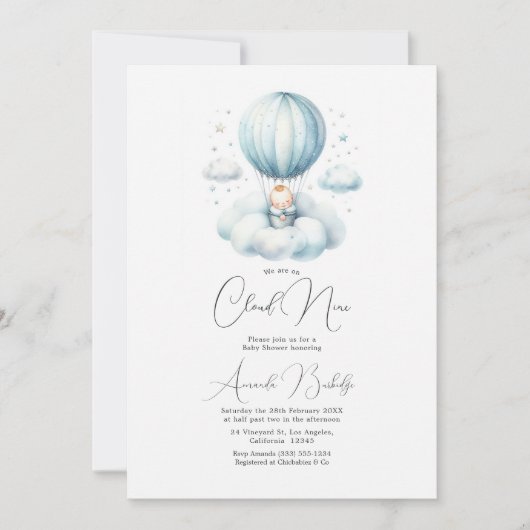 Dromerig op Cloud 9 Baby shower Kaart (Voorkant)