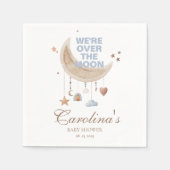 Dromerig over de maan blauw baby shower servet (Voorkant)