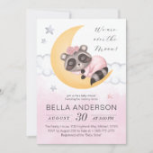 Dromerig over de maan wasbeer meisje Baby shower Kaart (Voorkant)