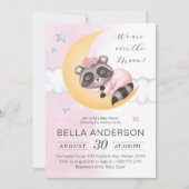 Dromerig over de maan wasbeer meisje Baby shower Kaart (Voorkant)