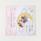 Dromerig over de maan wasbeer meisje Baby shower Wandkleed (Voorkant (horizontaal))