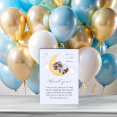 Dromerig Over The Moon Raccoon Boy Baby shower Bedankkaart