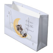 Dromerig Over The Moon Raccoon Boy Baby shower Groot Cadeauzakje (Voorkant Gekanteld)