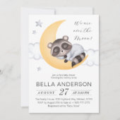 Dromerig Over The Moon Raccoon Boy Baby shower Kaart (Voorkant)