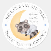 Dromerig Over The Moon Raccoon Boy Baby shower Ronde Sticker (Voorkant)