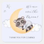Dromerig Over The Moon Raccoon Boy Baby shower Vierkante Sticker (Voorkant)
