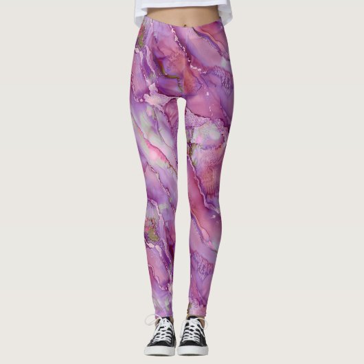 dromerig Paarse marmer Leggings (Voorkant)