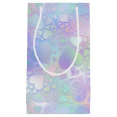 Dromerig pastel holografisch hartpatroonontwerp klein cadeauzakje (Voorkant)