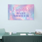 Dromerig Pastel Roze Blauw Kosmisch Sterren Stelse Spandoek (Beurs)