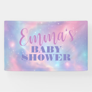 Dromerig Pastel Roze Blauw Kosmisch Sterren Stelse Spandoek