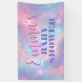 Dromerig Pastel Roze Blauw Kosmisch Sterren Stelse Spandoek (Verticaal)