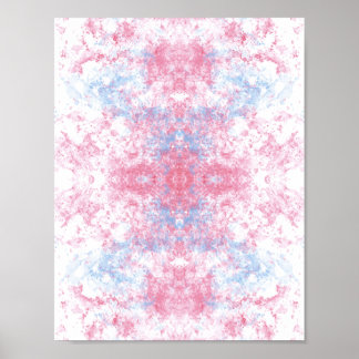Dromerig Pastel Roze en Blauwe Waterverf Abstract Poster