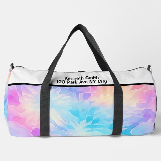 Dromerig Pastel Tie Dye Monogram Persoonlijke Onts Plunjezak (Voorkant)