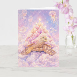 Dromerig pastel Zefir verjaardag schildpad in wolk Kaart