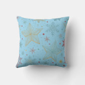 "Dromerig Pastelblauw Sterpatroon Worp Kussen (Achterkant)
