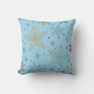 "Dromerig Pastelblauw Sterpatroon Worp Kussen