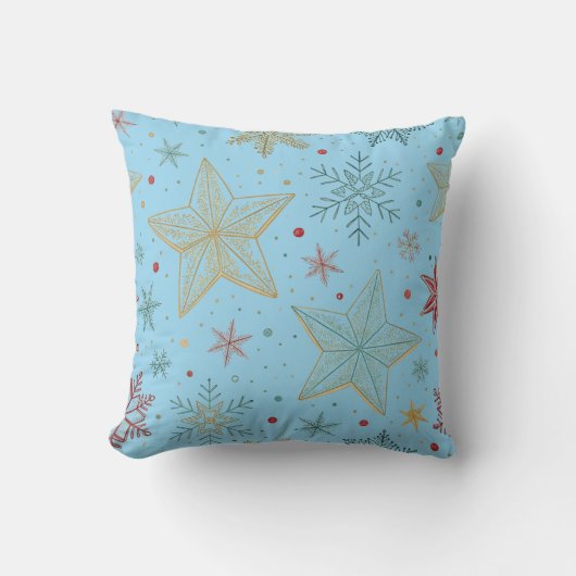 "Dromerig Pastelblauw Sterpatroon Worp Kussen (Voorkant)