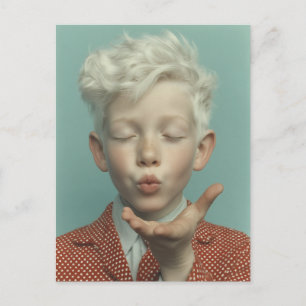 Dromerig Portret van Kind dat een Kus Blaast Briefkaart