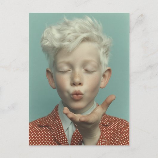 Dromerig Portret van Kind dat een Kus Blaast Briefkaart (Voorkant)
