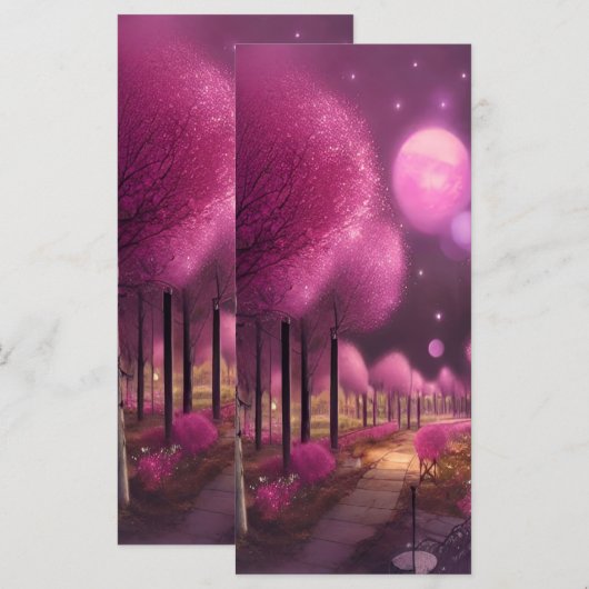 Dromerig Roze Nightscape Bladwijzer Menu (Voorkant / Achterkant)