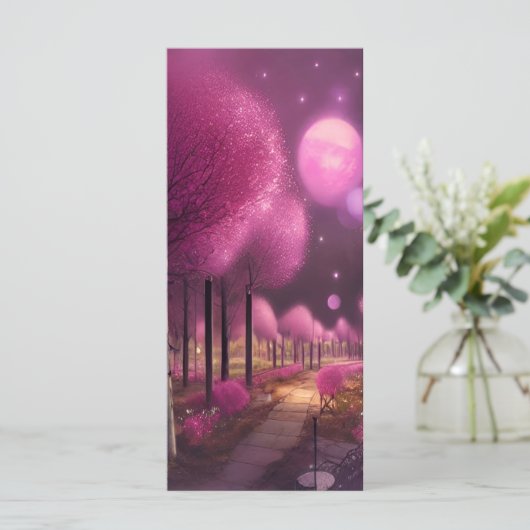 Dromerig Roze Nightscape Bladwijzer Menu (Staand voorkant)