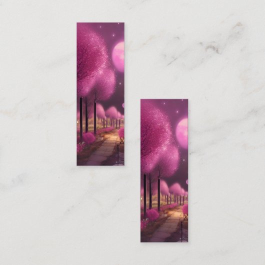Dromerig Roze Nightscape Bladwijzer Mini Visitekaartje (Voorkant / Achterkant)