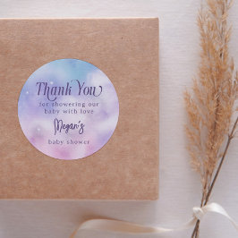 Dromerig Roze Paarse Hemel Verzonden Baby shower Ronde Sticker