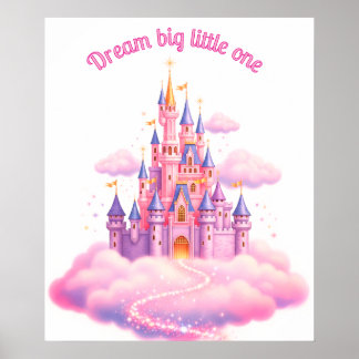 Dromerig Roze Sprookjeskasteel, aangepaste kwekeri Poster